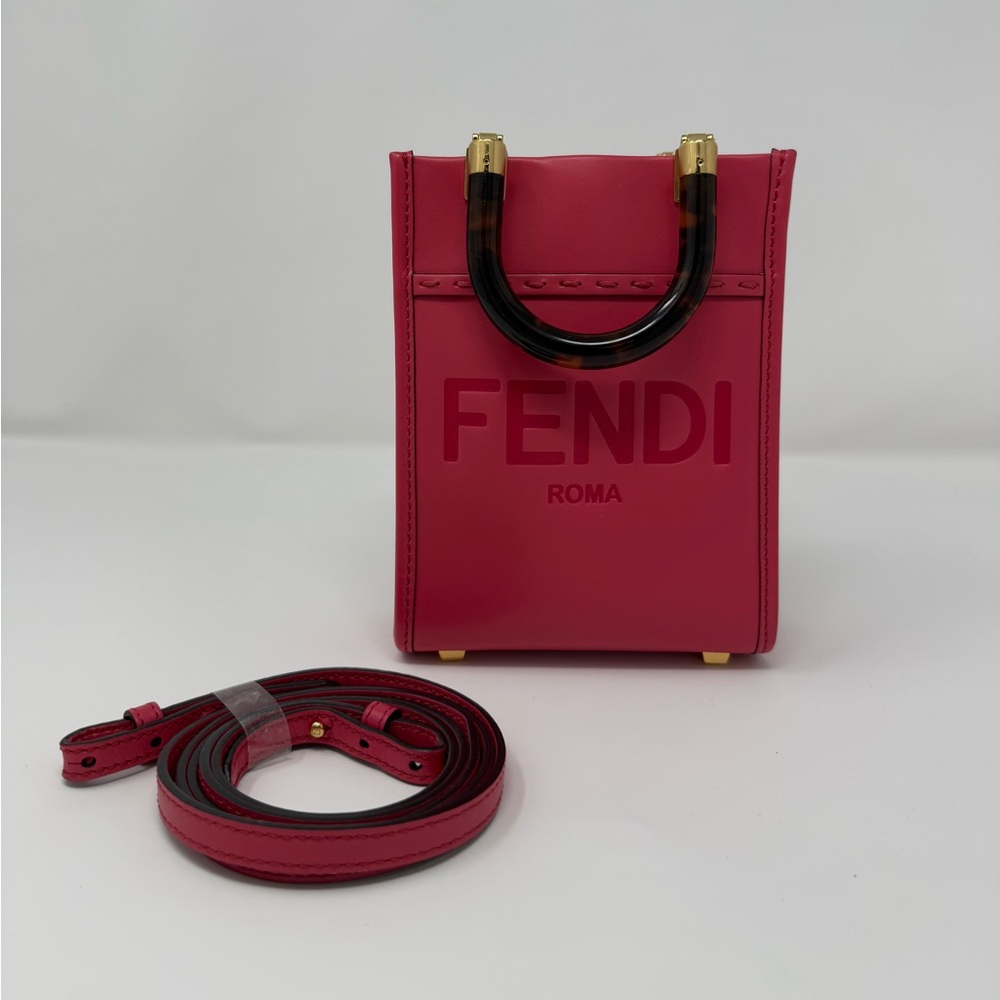 Fendi Leather Sunshine Mini Shopper Tote